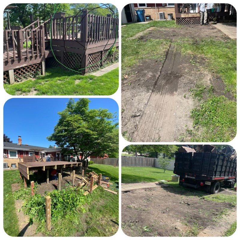 Deck demolition and removal before and after